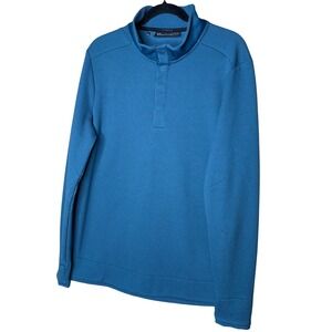 Under Armour Golf ColdGear Mens Blue Textured Waffle Knit Snap Pullover Large